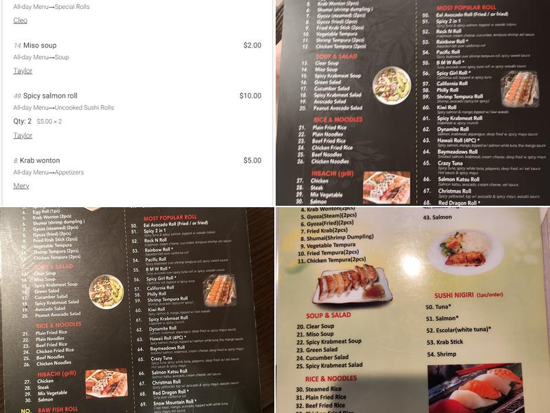 Sushi X Menu