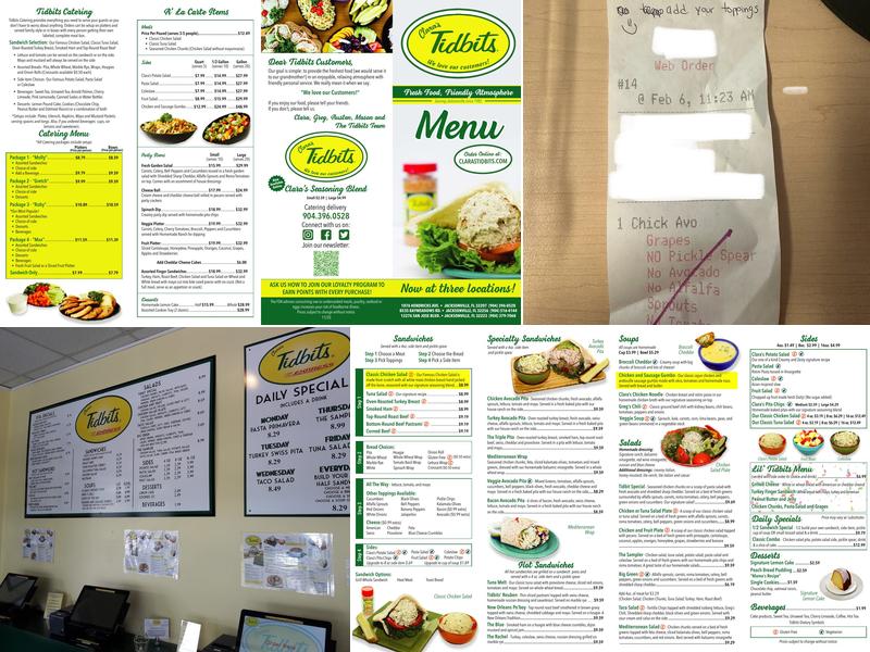 Clara's Tidbits - Baymeadows Menu