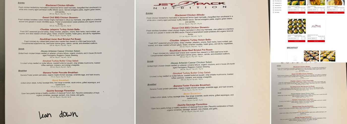JetPack Nutrition Menu