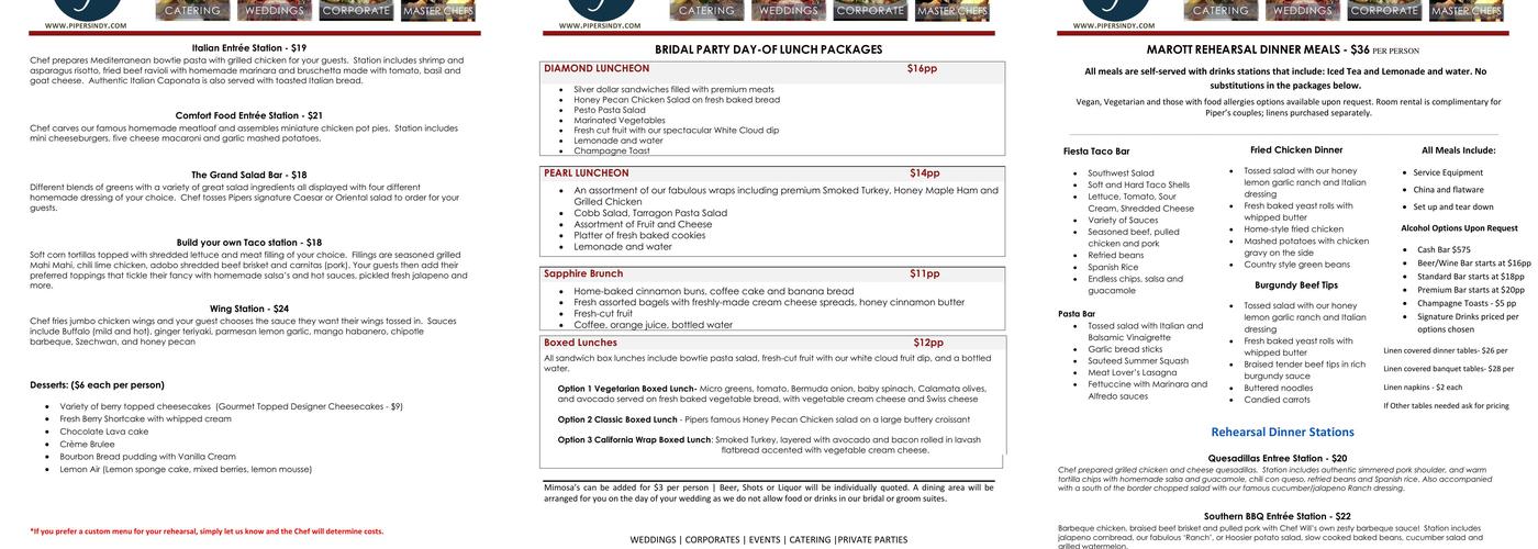 Pipers Menu