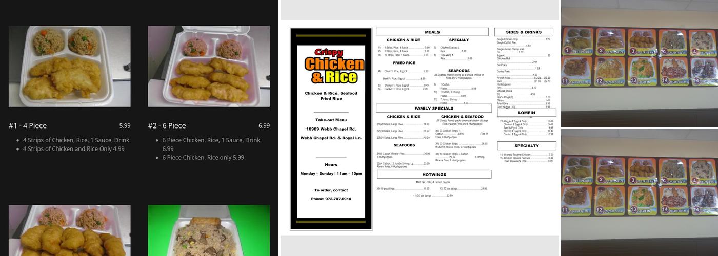 Family Crispy Chicken & Rice Menu