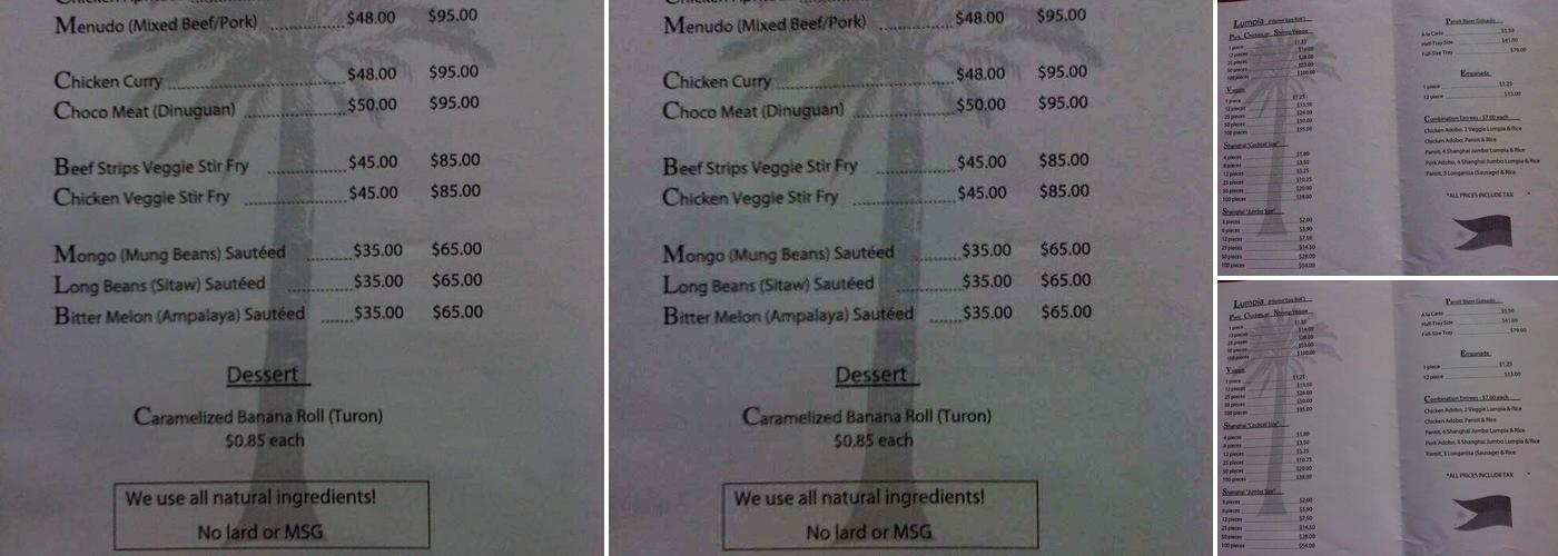 Leocynn's Lumpia Menu