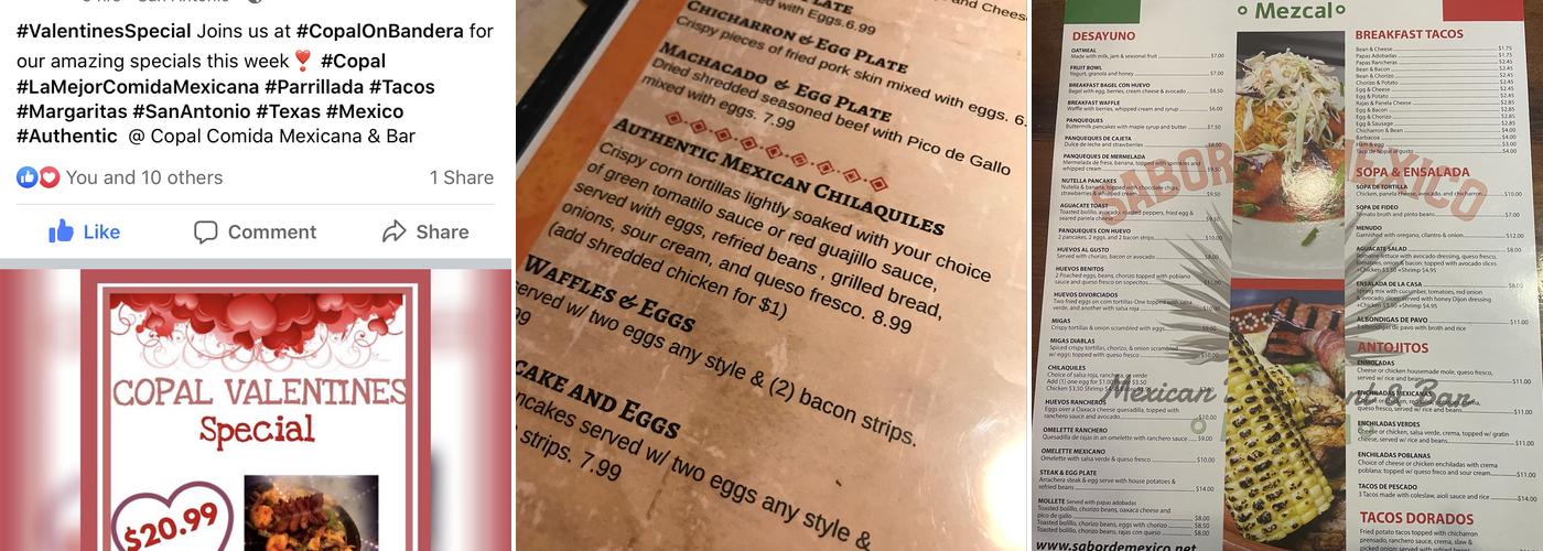 Copal Menu