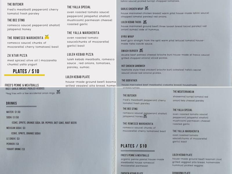 Yalla Cafe Menu