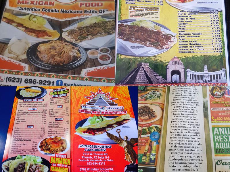 Machete Azteca Menu