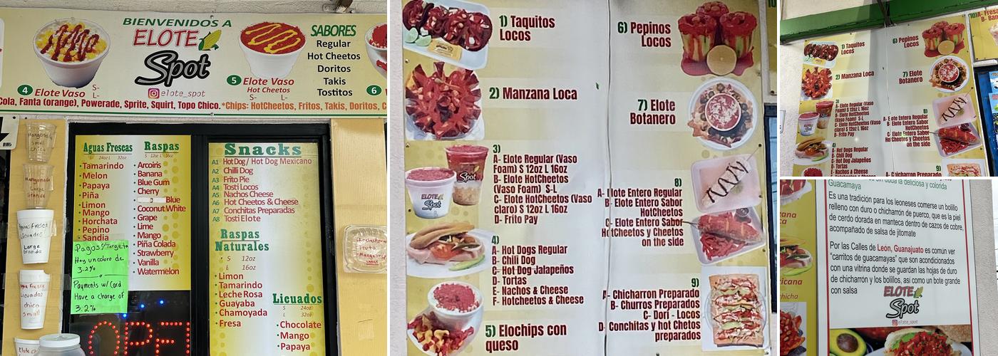 Elote Spot Menu