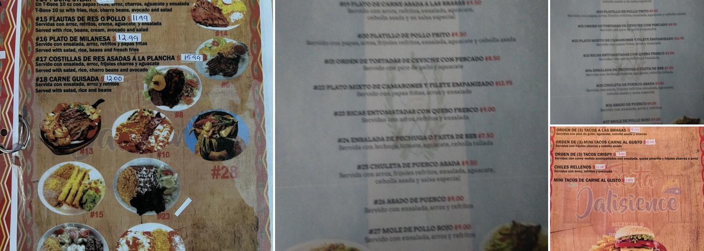 Fiesta Jaliscience Menu