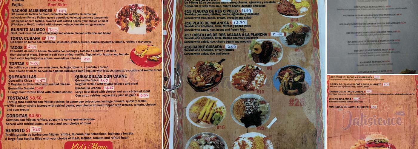 Fiesta Jaliscience Menu
