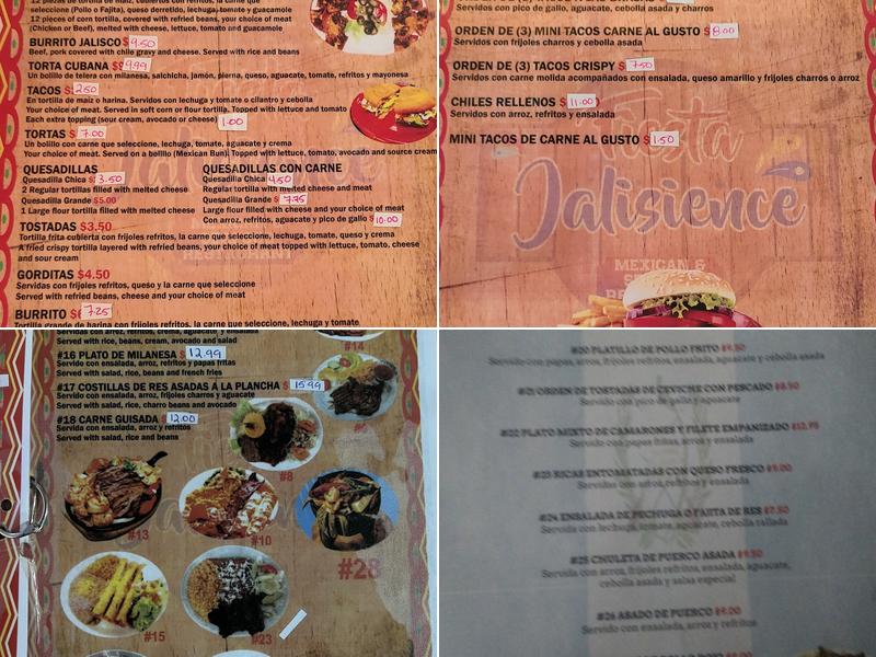 Fiesta Jaliscience Menu