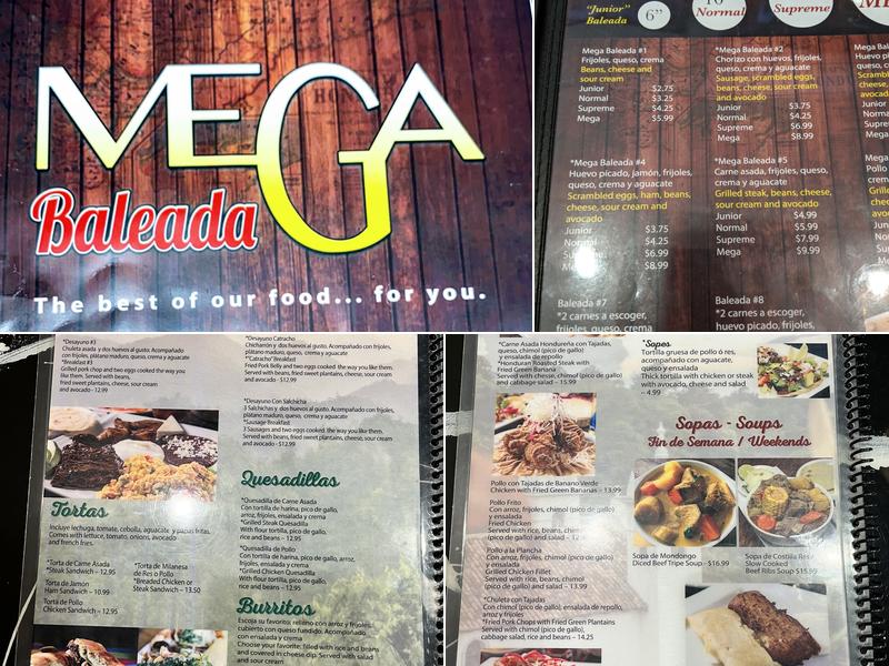 Mega Baleada Menu