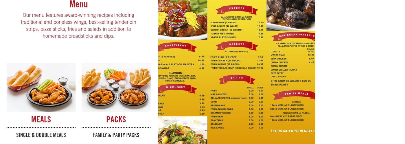 Wings n' Tings Menu