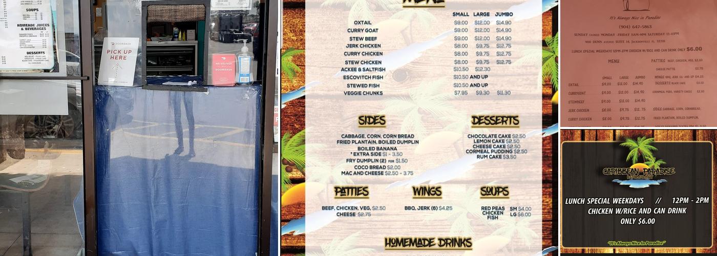 Caribbean Paradise Menu