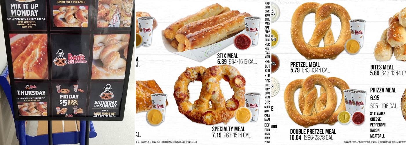 Ben's Soft Pretzels Menu