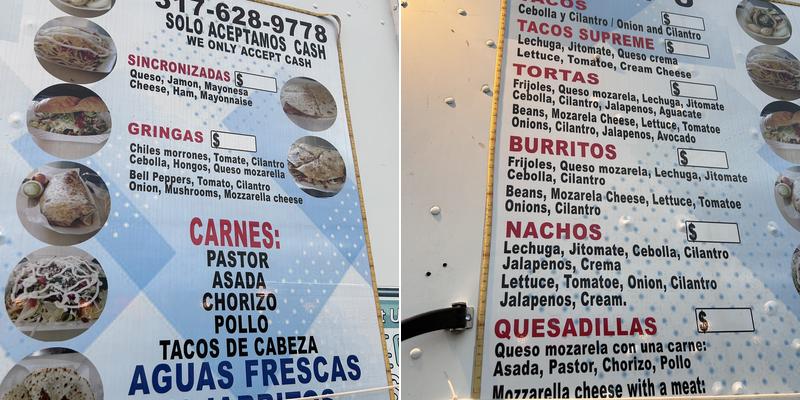 Garcias Tacos Menu