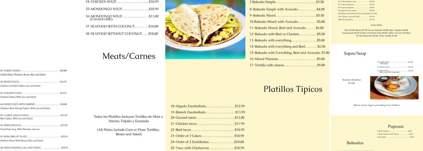El Merendero Menu