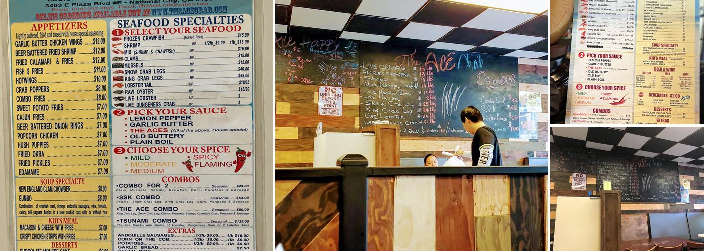 The Ace Crab Menu