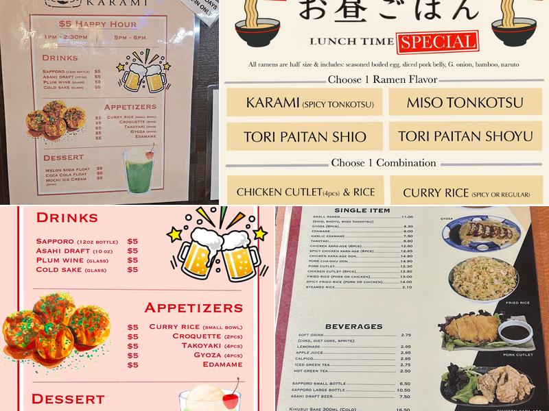 Karami Ramen Menu