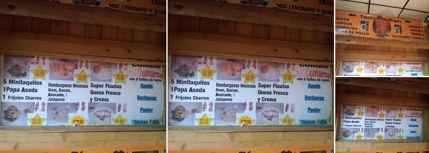 Tacos Don Bigos Menu