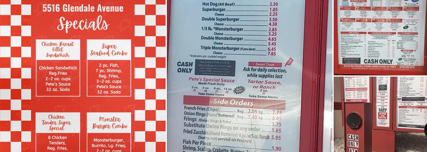 Pete's Fish & Chips Menu