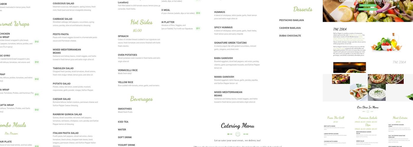 Sultan Pepper ( HALAL ) Menu