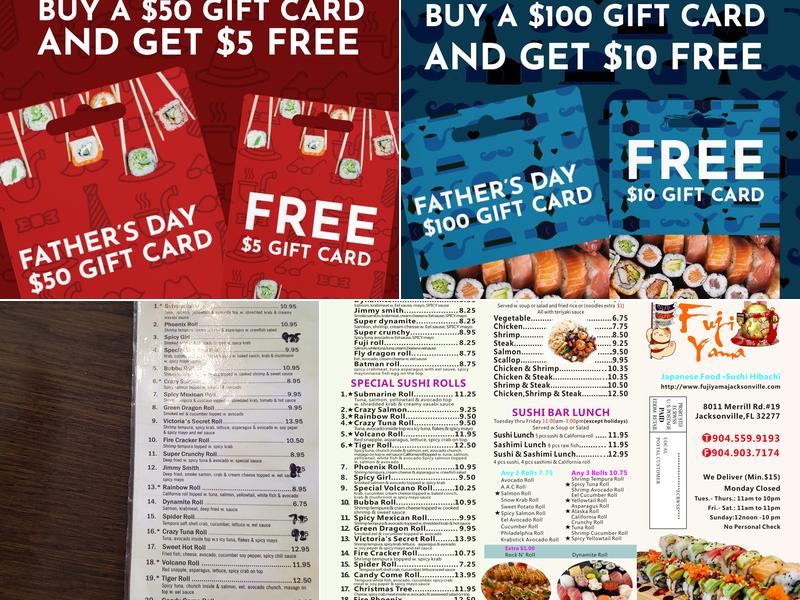 Fujiyama japanese sushi &hibachi Menu