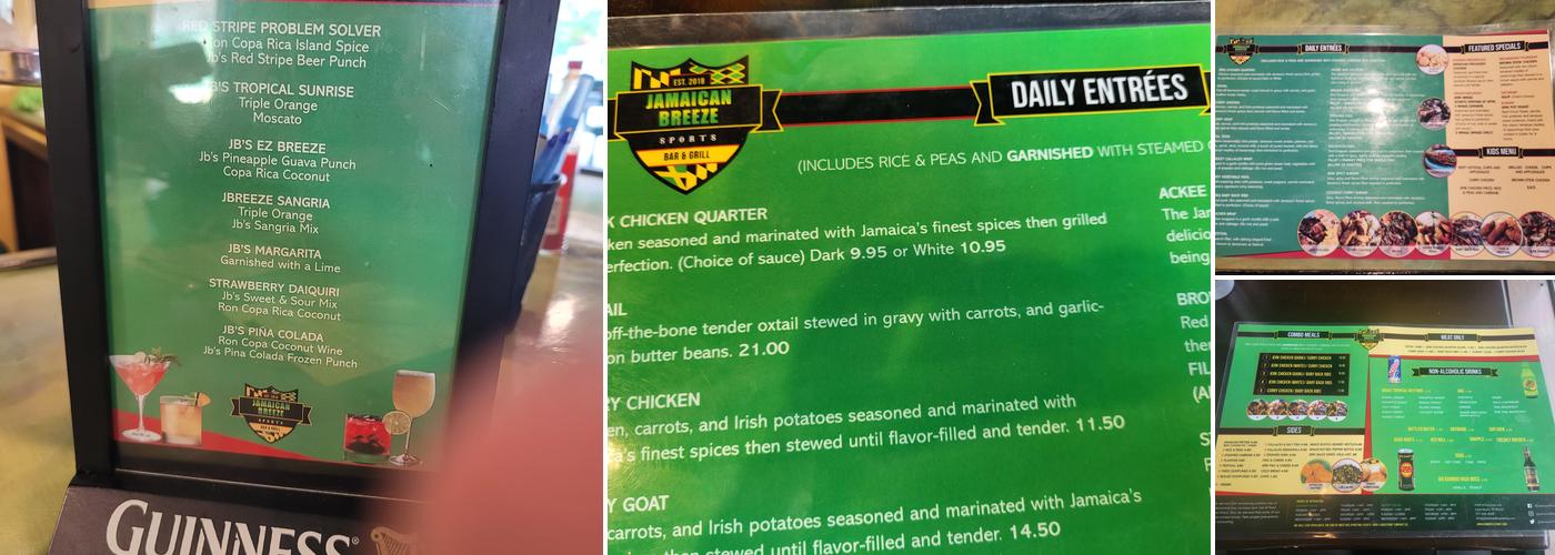 Jamaican Breeze Sports Bar & Grill Menu