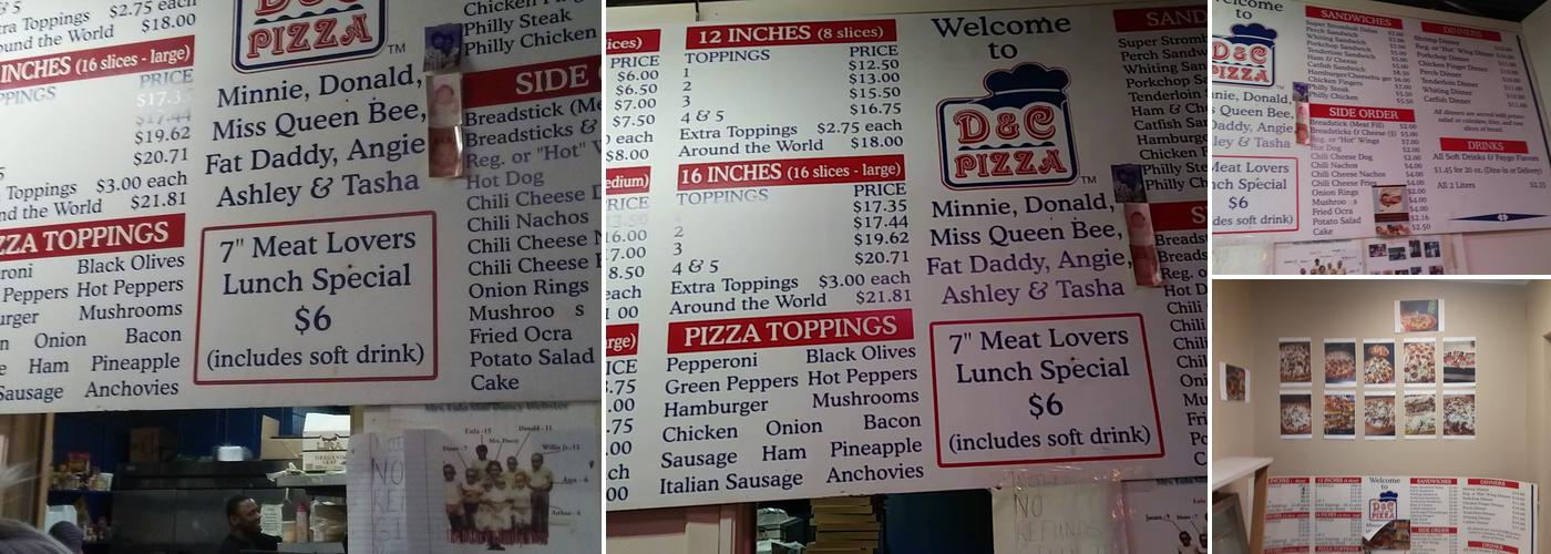D & C Pizza Menu
