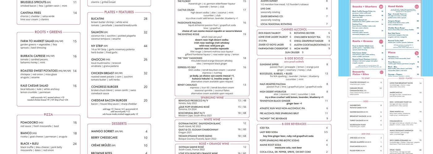 Second Bar + Kitchen Menu