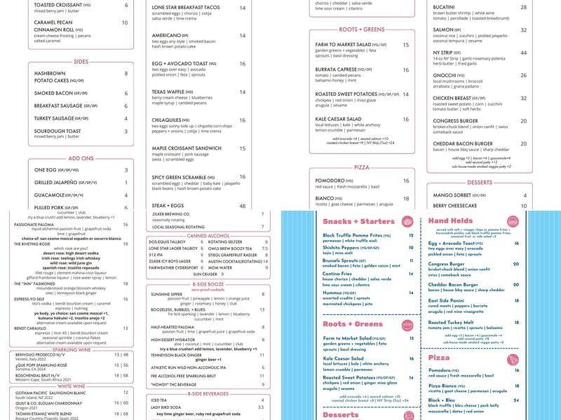 Second Bar + Kitchen Menu