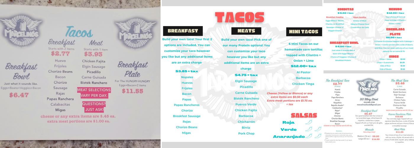 Marcelino's Menu