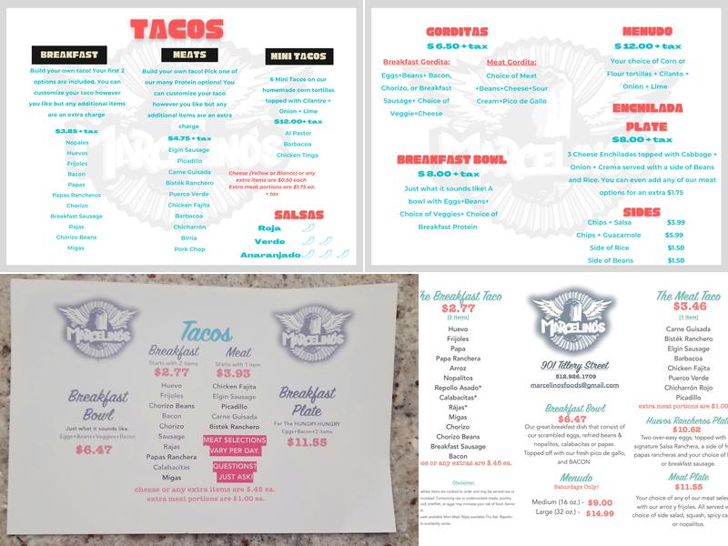 Marcelino's Menu
