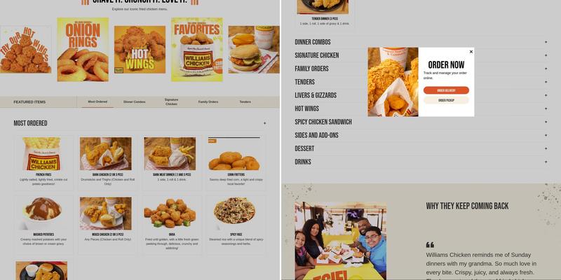 Williams Fried Chicken #01 Menu