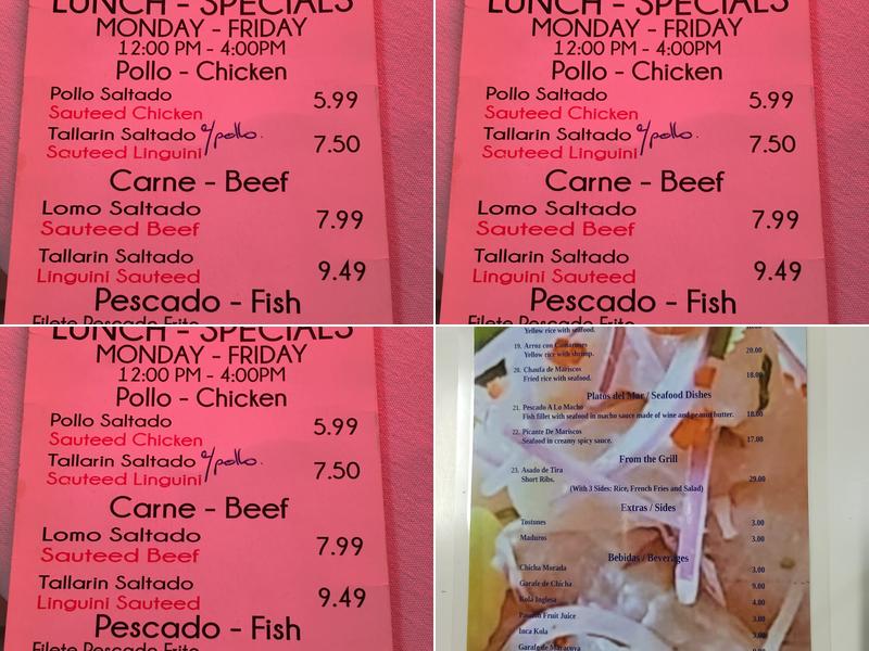 Sr Ceviche Menu