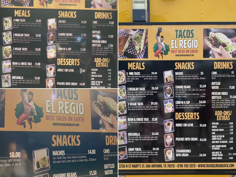 Taquizas el Regio Menu