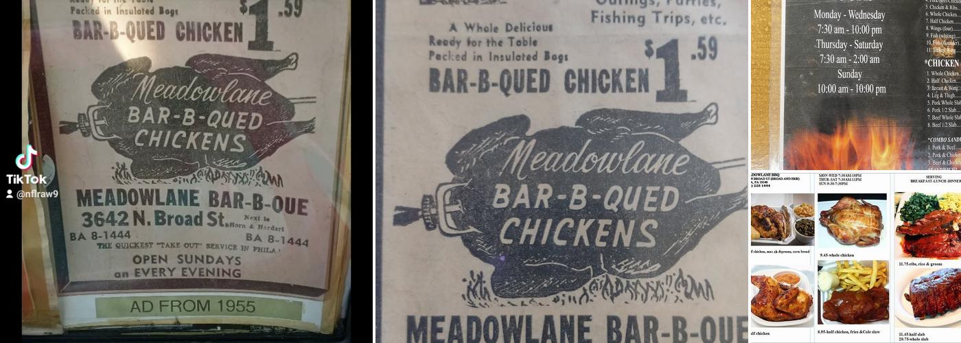 Meadowland Bar-B-Qued Chickens Menu