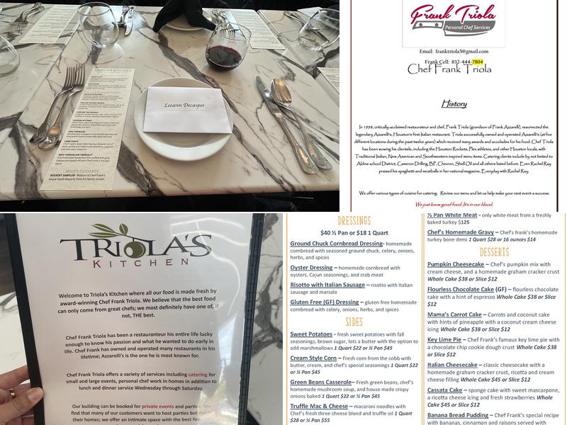 Triola's Kitchen Menu