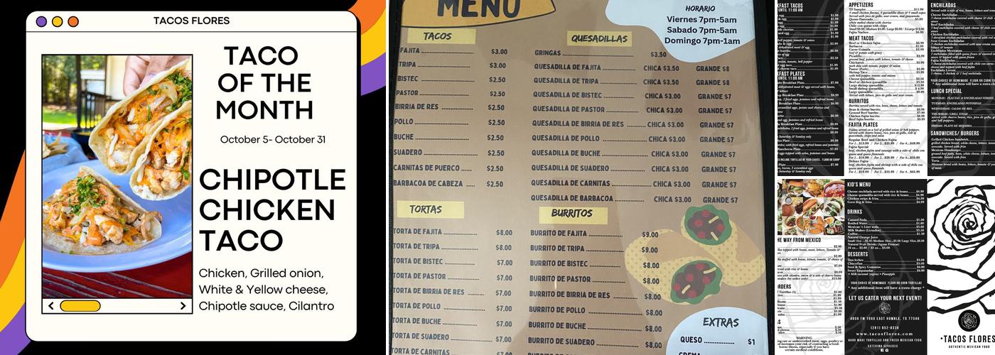 Tacos Flores Menu