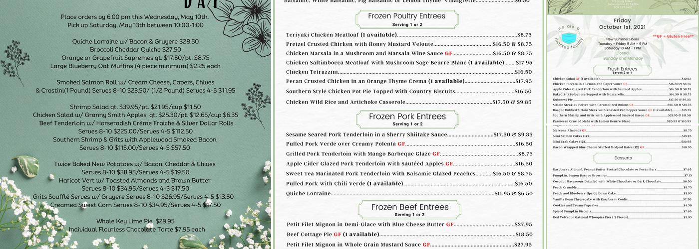 Bottega by Liz Grenamyer Menu