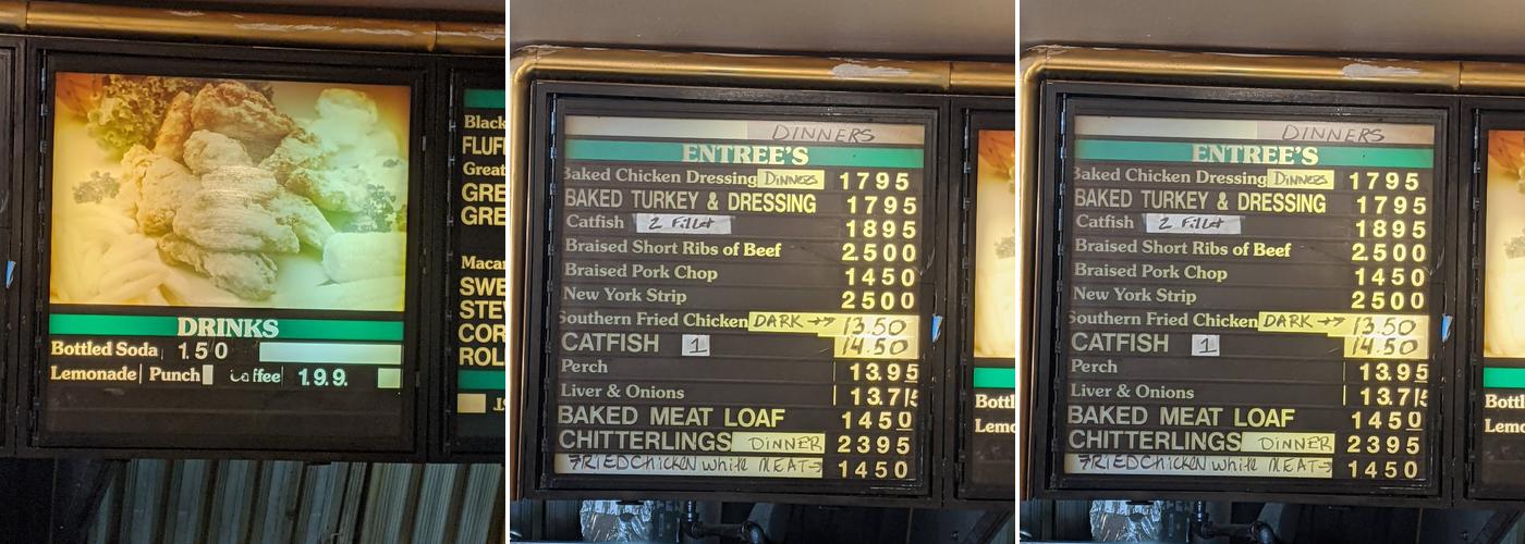 Marble's Southern Cookery Menu