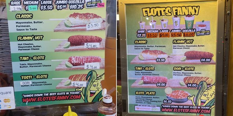 Elotes fanny Menu