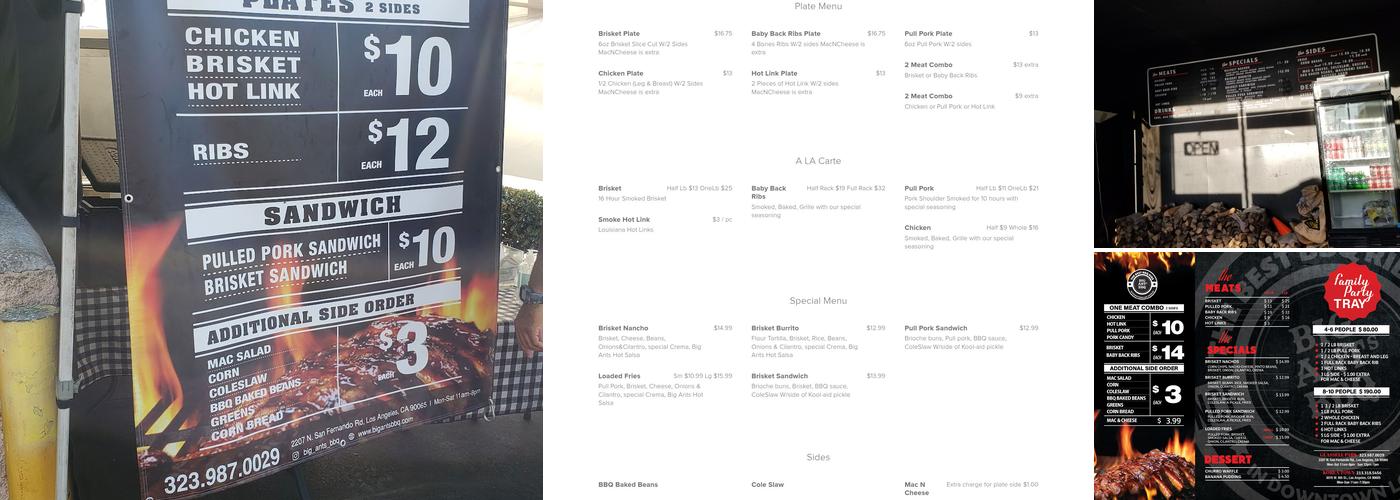 BIG ANT'S BBQ Menu