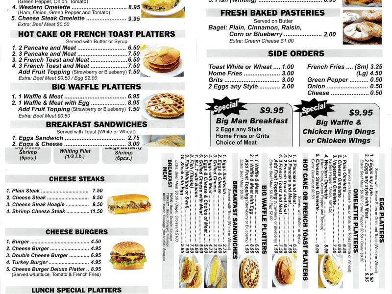 Ridge Best Diner Menu