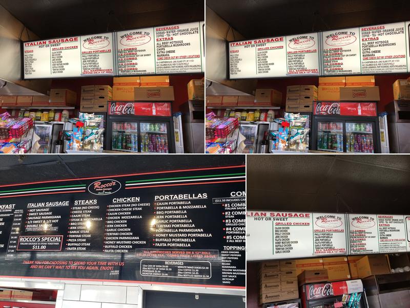 Rocco's Italian Sausage & Cheese Steaks Menu