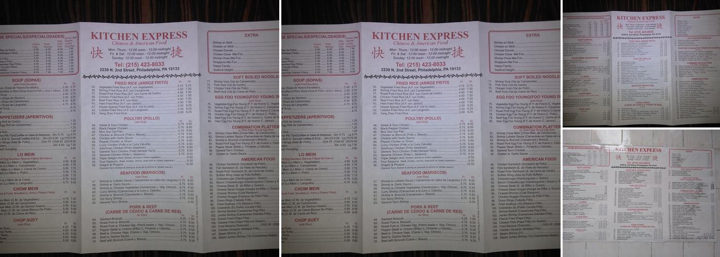 Kitchen Express Menu