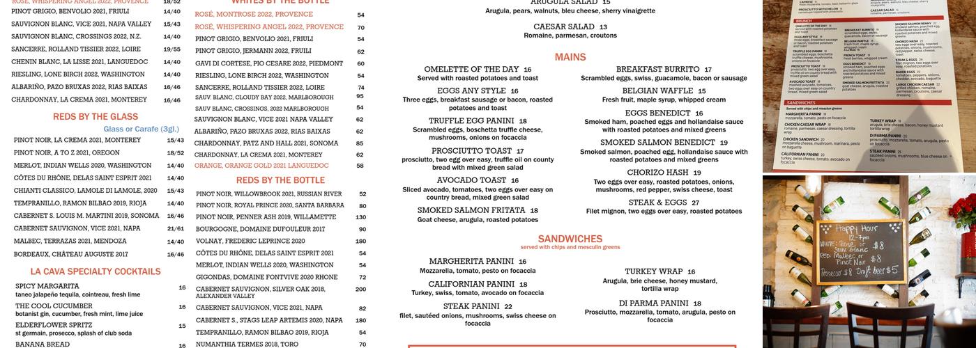 La Cava Menu