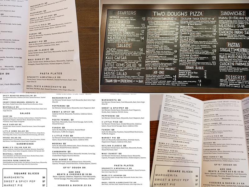 Two Doughs Pizza Co. Menu