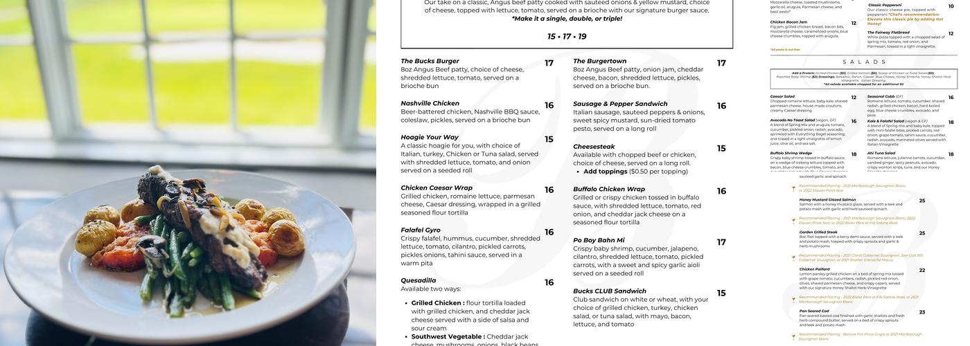 The Bucks Pub Menu