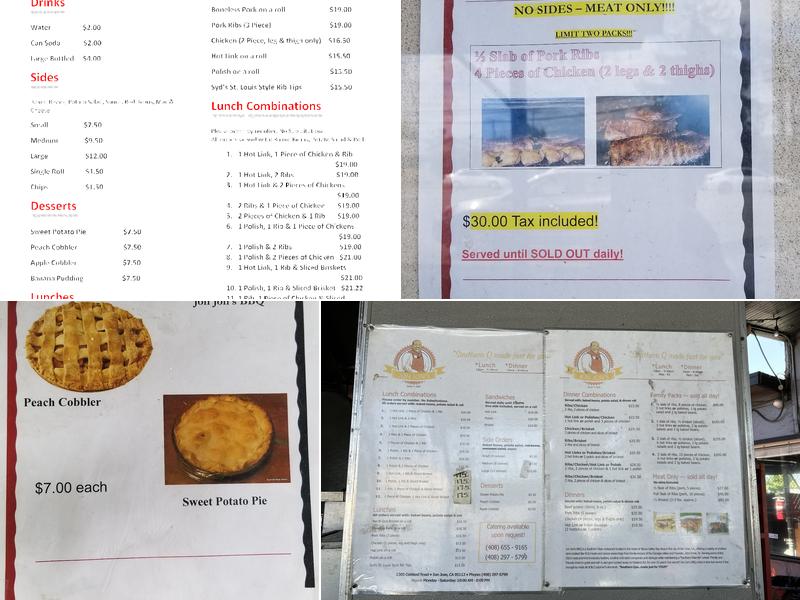 Jon Jon's Menu