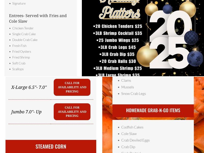 Capt. Jim's Crabs Menu