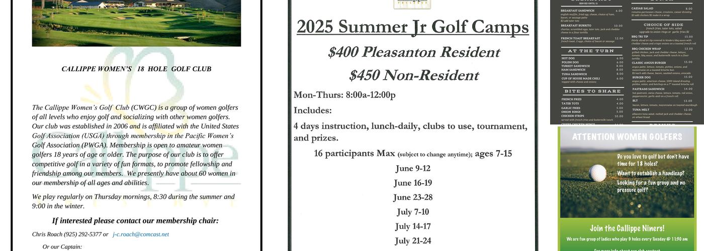 Callippe Vista Restaurant Menu